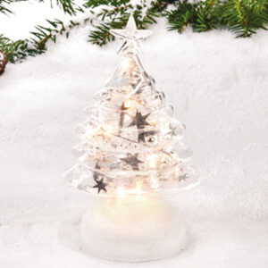 Christmas tree, glass, w. light (battery) - 21CM
