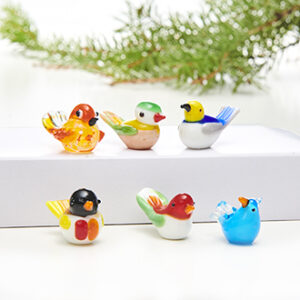 Coloured glass bird - 2X3CM, 6/BOX