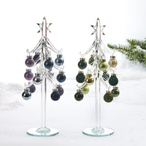 Christmas tree, glass, w. balls - 25CM, 2 ASS.