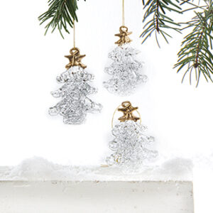 Christmas tree, glass, w. string - 5CM, 3/BOX