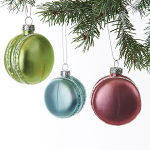Macarons, glass, w. string - 6CM, 3/BOX