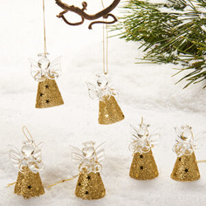 Angel, glass, to hang & glitter - 4CM, 6/BOX