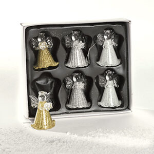 Angel, glass, gold/silver/white, to hang - 4CM, 6/BOX