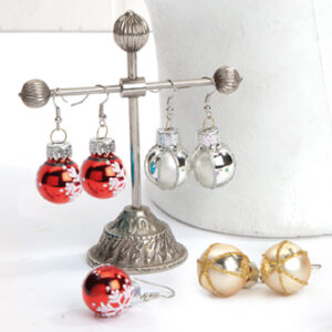 Earrings w. glass ball - 2CM, 3 ASS.