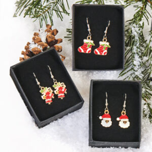 Earrings, metal, Christmas figurines - 2CM, 3 ASS.