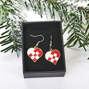 Earrings, metal, braided heart - 2CM