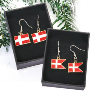 Earrings, metal, danish flag - 1X2CM, 2 ASS.