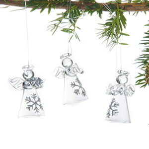 Angel, glass w. glitter, to hang - 4CM, 6/BOX
