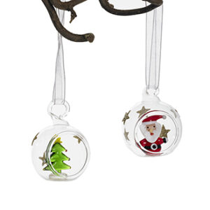 Glass ball, santa/Christmas tree - 4CM, 2 ASS.
