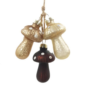 Mushroom, glass, for hanging - 6CM, 3/BOX
