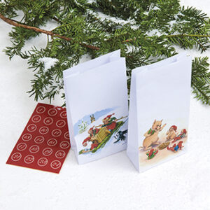 Paper bags&24 dates stickers, Vilhelm Hansen - 21X10CM, 24/BAG