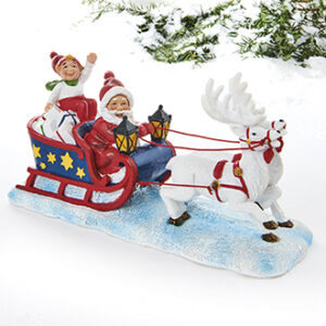 Santa in sleigh, poly, Vilhelm Hansen - 10X19CM, 1/BOX