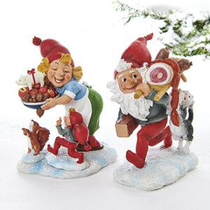 Santa w. animal & dish, poly, Vilhelm Hansen - 11CM, 2 ASS., 1/BOX
