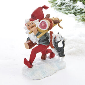 Santa w. cat & sausage, poly, Vilhelm Hansen - 20CM, 1/BOX