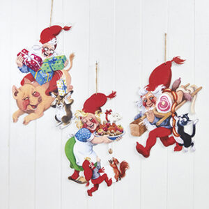 Wooden Vilhelm Hansen santa - 40CM, 3 ASS.