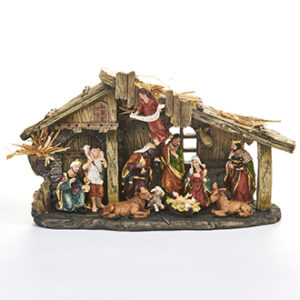 Crib, w. figures x 11, poly - 18X30CM