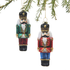 Nutcracker, glass w. glitter, to hang - 12CM, 2 ASS.