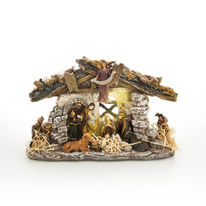 Religious polyresin decoration w. LED light (battery) - 19X30CM