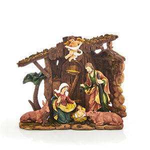 Religious polyresin decoration w. LED light (battery) - 30X36CM