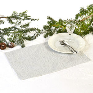 Place mat, fabric, white/silver - 33X48CM