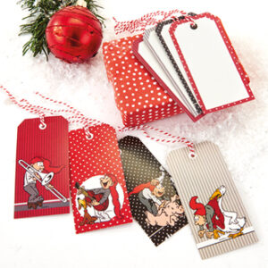 Bramming manila gift tags - 10X5CM, 4 ASS., 8/BAG