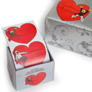 100 hearts, Bramming gift tag stickers/roll - 6CM, 1/BOX