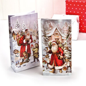Paper bags w. classic santa - 25X12CM, 2 ASS., 24/BAG