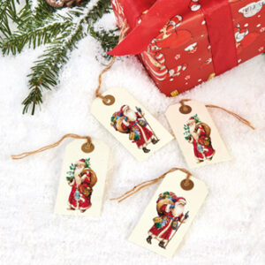 Gift tags, Pobra santa - 7CM, 2 ASS., 8/BAG
