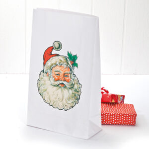 White Pobra gift bag w. santa - 31X18CM