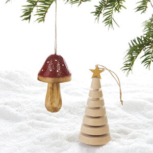 Wooden Christmas deco. to hang, H: 11-14cm - 2 ASS.