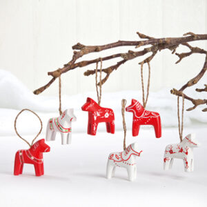 Dalar horse, red/white, to hang - 5CM, 3 ASS., 2/BOX