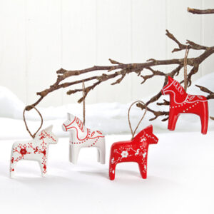 Dalar horse, red/white, to hang - 8CM, 4 ASS.