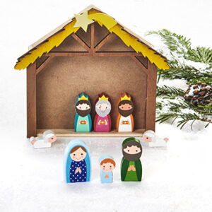 Crib, wood, 2D, figures, H: 2-5cm - 21CM, 9/SET