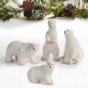 Porcelain polar bear, H: 5-9cm - 4 ASS.