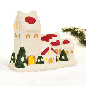 Pobra church, porcelain w. LED (battery) - 15X19CM