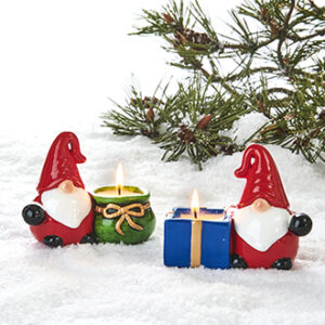 Candle holder, ceramic, w. light, santa - 9CM, 2 ASS.