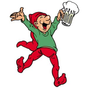 Wooden Bramming pixy w/beer - 40CM