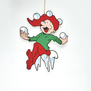 Wooden Bramming pixy w/snowballs - 40CM