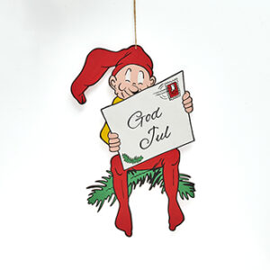 Wooden Bramming pixy w/'God Jul' letter - 40CM
