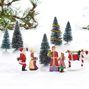 Christmas trees & poly fig., h:5-10cm - 8/BLI