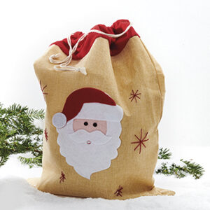Gift bag, canvas, w. Santa - 60X37CM