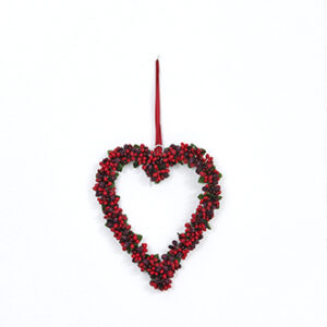 Heart, red berries, to hang - 20CM
