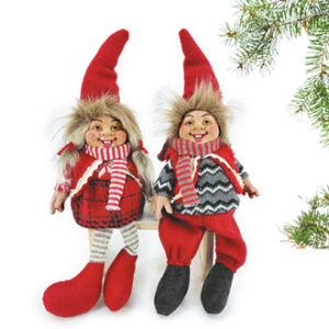 Santa, girl/boy, fabric, hanging legs - 41CM, 2 ASS.