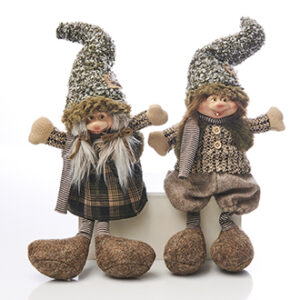 Santa, girl/boy, fabric, hanging legs - 30CM, 2 ASS.