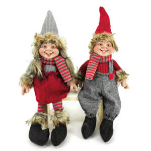 Santa, girl/boy, fabric, hanging legs - 45CM, 2 ASS.