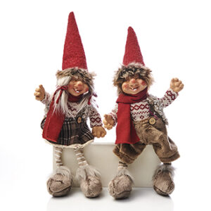 Santa, girl/boy, fabric, hanging legs - 44CM, 2 ASS.