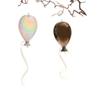 Balloon, glass, cream/grey, for hanging - 15CM, 2 ASS.