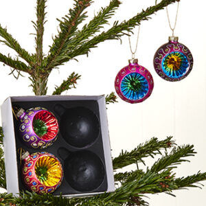 Glass balls, w. reflex, to hang - 6CM, 4/BOX
