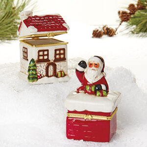 Ceramic box, santa/house - 10CM, 2 ASS.