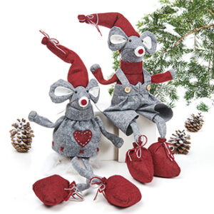Mouse, fabric, w. hanging legs - 60CM, 2 ASS.